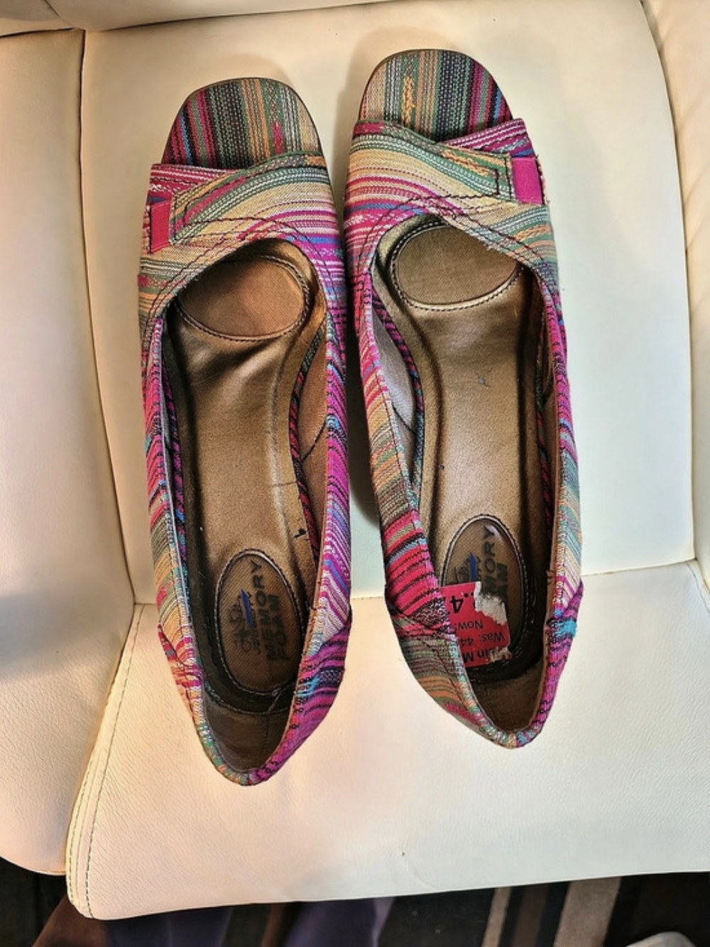 Multicolor Striped Wedge Pumps US 8.5